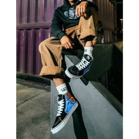 NEW Vans Sk8-Hi Suede Gold Butterfly High-Top Skate Sneakers, Sz 7.5 - Picture 2 of 8